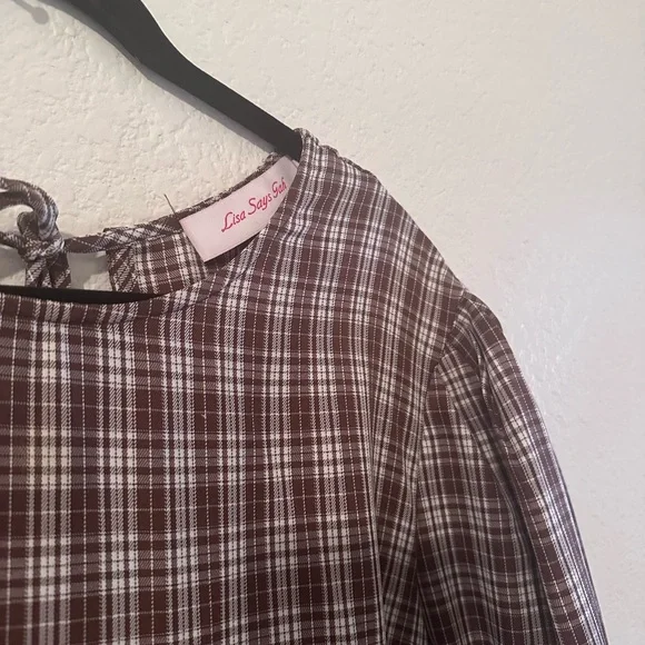 Lisa Says Gah Brown Plaid Dress 3XL - Picture 5 of 6